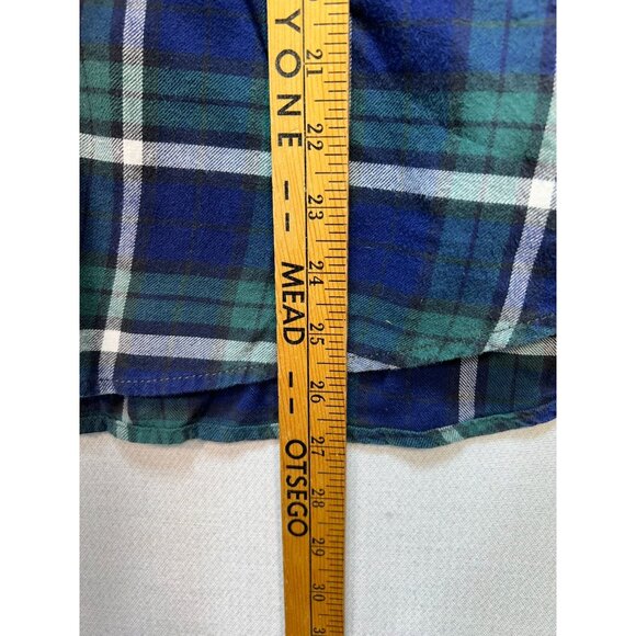 Jachs Girlfriend Flannel Snap Front Shirt Sz M Blue Green Plaid Stretch Comfort - Picture 10 of 13